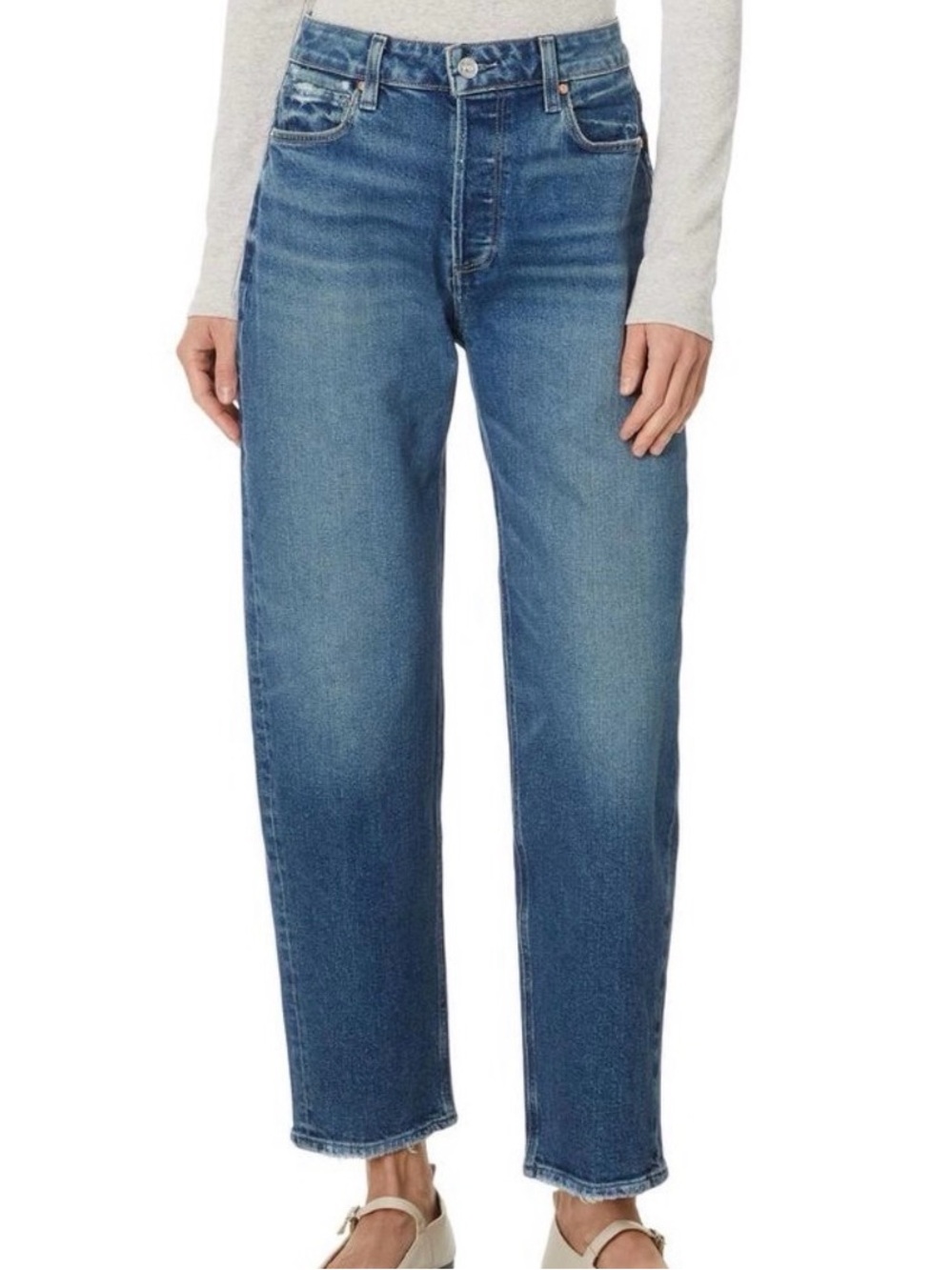 PAIGE Blue Barrel Leg Jeans Alexis